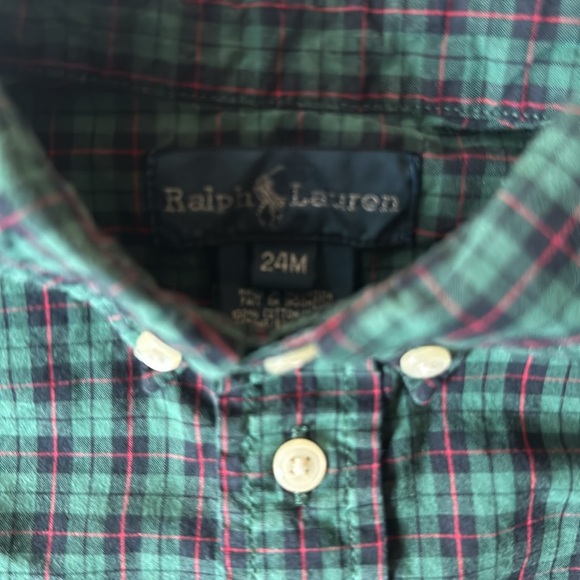Boys Polo Tartan Holiday Print Button down - Picture 3 of 4